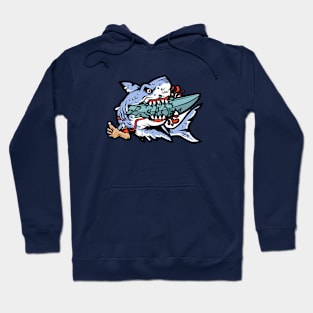 Cartoon Shark Attacks a Surfer Hoodie